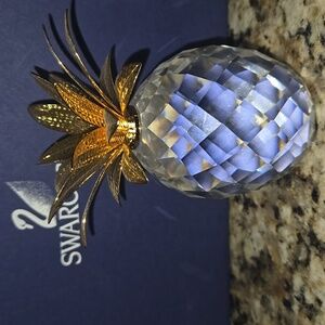 Vintage Swarovski Crystal Pineapple with Gold Leaves